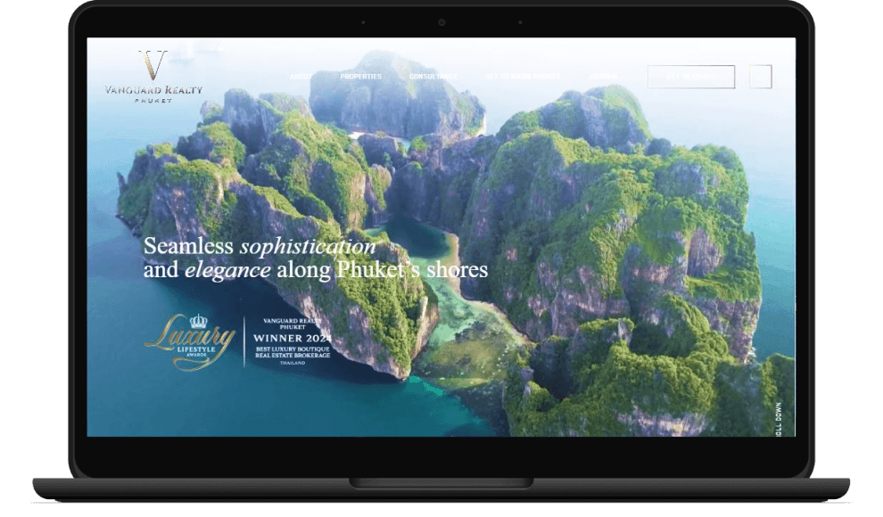 Vanguard Realty Phuket screenshot on laptop