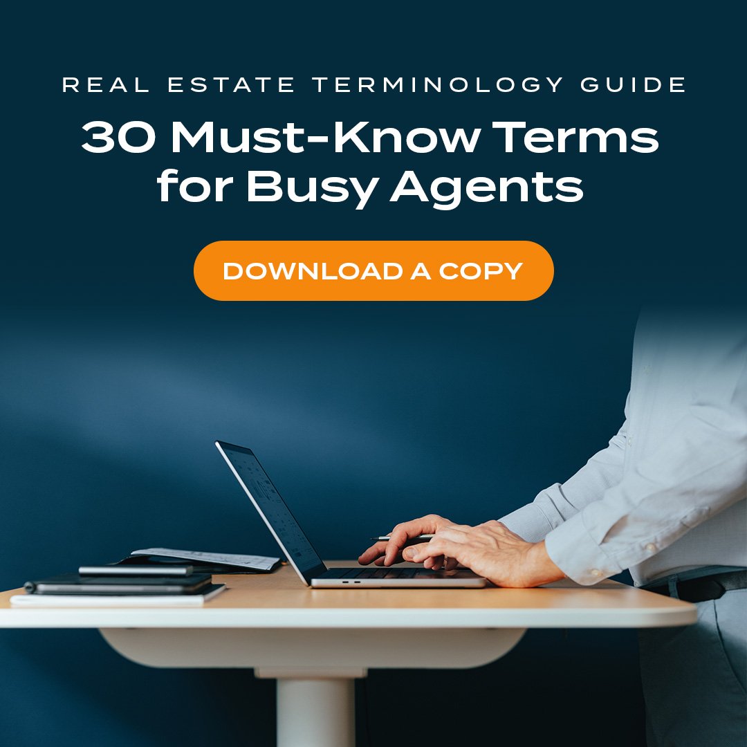 A square banner ad for a downloadable version of the 30 real estate terms every agent should know.